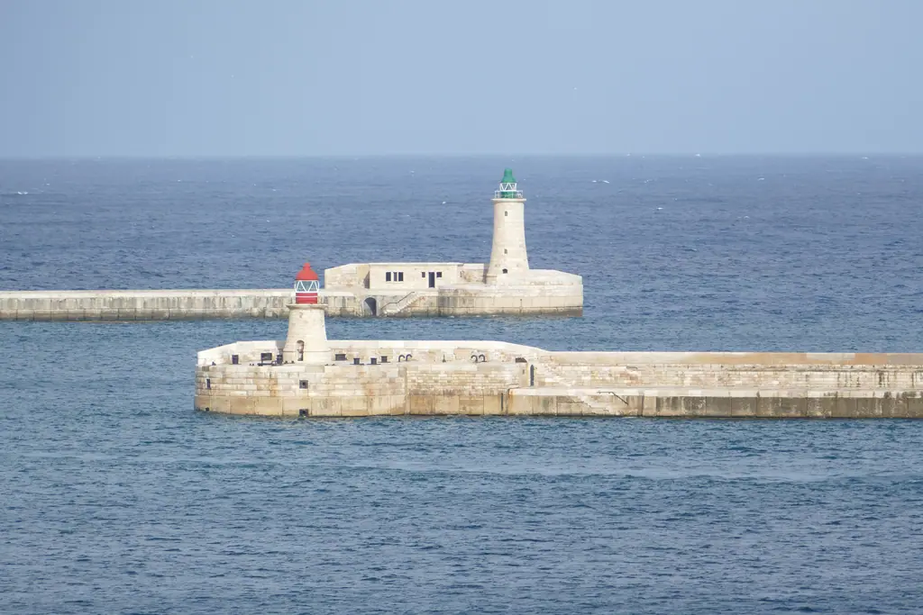 The breakwater lighthouses at the mouth of the Grand Harbour