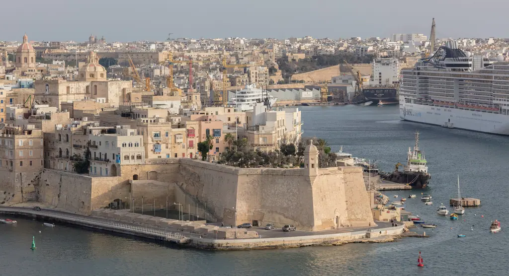 Fort St Angelo and Senglea across the Grand Harbour